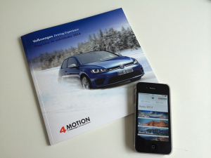 Catálogo y aplicación de Volkswagen Driving Experience. Realizado por Mostaza Comunicación